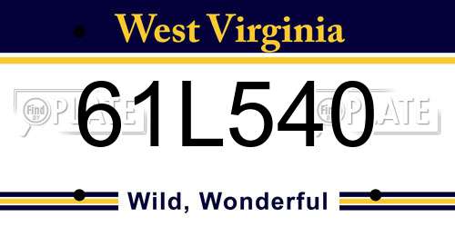 61L540 West Virginia License Plate