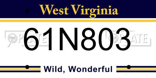 61N803 West Virginia License Plate