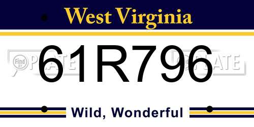 61R796 West Virginia License Plate