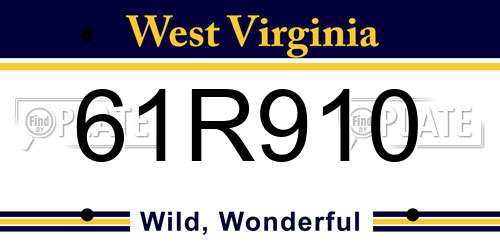 61R910 West Virginia License Plate