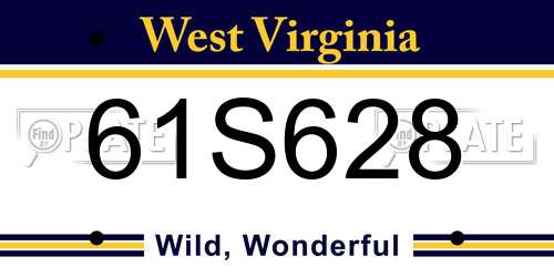 61S628 West Virginia License Plate