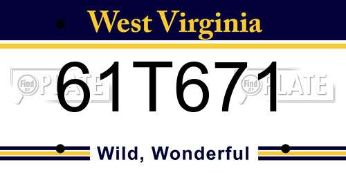 61T671 West Virginia License Plate