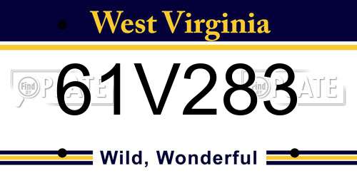 61V283 West Virginia License Plate
