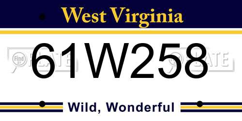 61W258 West Virginia License Plate