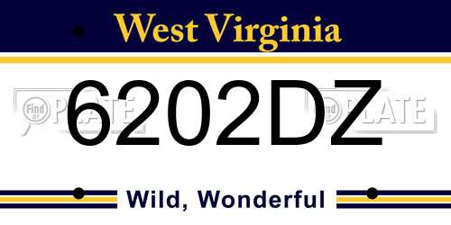 6202DZ West Virginia License Plate