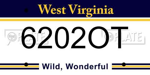 6202OT West Virginia License Plate