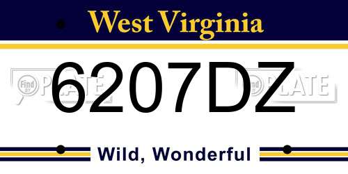 6207DZ West Virginia License Plate