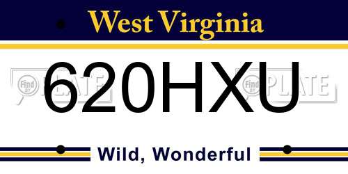 620HXU West Virginia License Plate