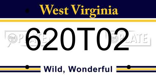 620T02 West Virginia License Plate