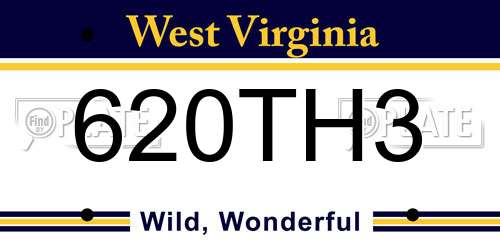 620TH3 West Virginia License Plate