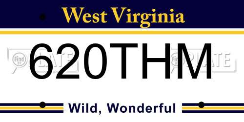 620THM West Virginia License Plate