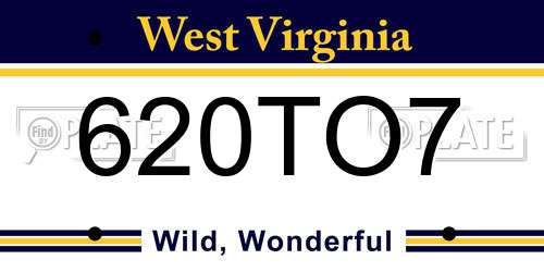 620TO7 West Virginia License Plate