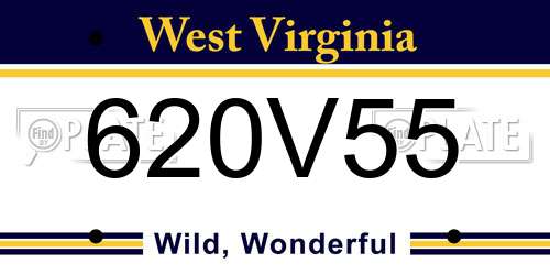 620V55 West Virginia License Plate