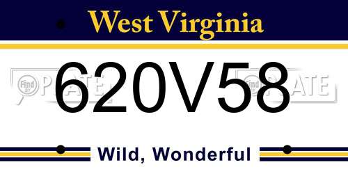 620V58 West Virginia License Plate