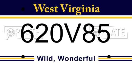 620V85 West Virginia License Plate