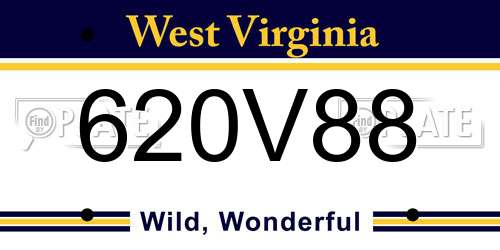 620V88 West Virginia License Plate