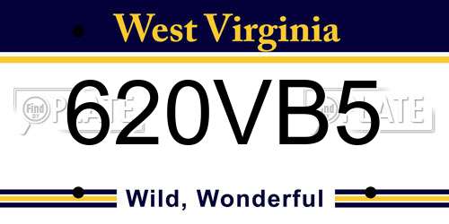 620VB5 West Virginia License Plate