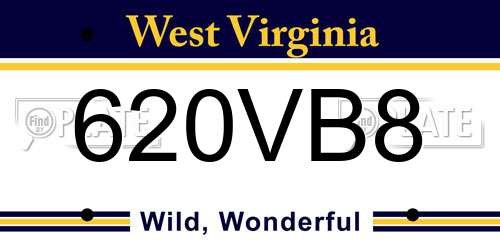 620VB8 West Virginia License Plate