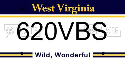 620VBS West Virginia License Plate