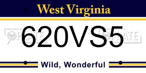 620VS5 West Virginia License Plate