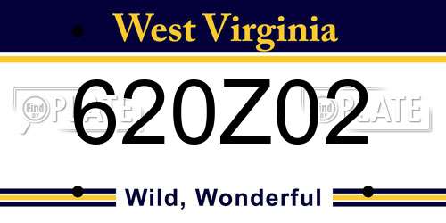 620Z02 West Virginia License Plate