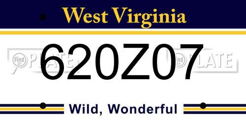 620Z07 West Virginia License Plate