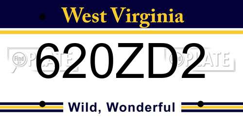 620ZD2 West Virginia License Plate