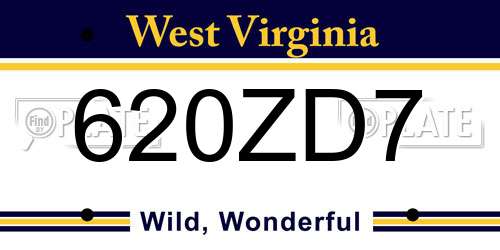 620ZD7 West Virginia License Plate