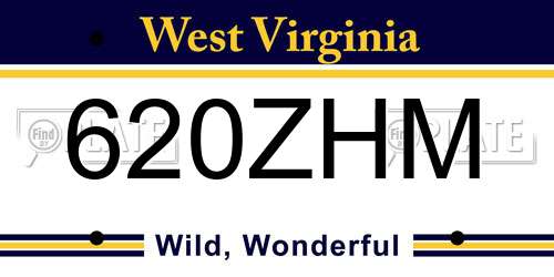 620ZHM West Virginia License Plate