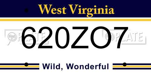 620ZO7 West Virginia License Plate