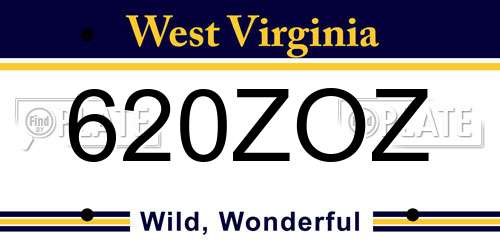620ZOZ West Virginia License Plate