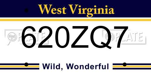 620ZQ7 West Virginia License Plate