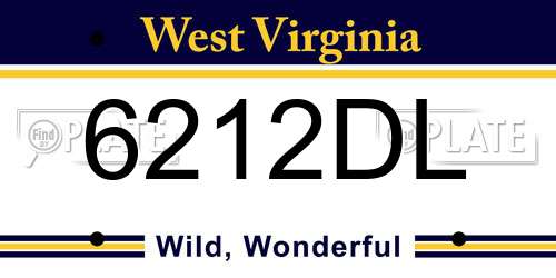 6212DL West Virginia License Plate