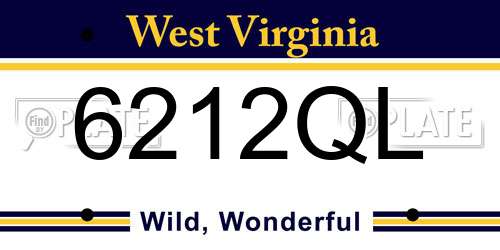 6212QL West Virginia License Plate