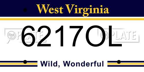 6217OL West Virginia License Plate