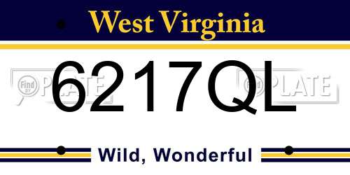 6217QL West Virginia License Plate