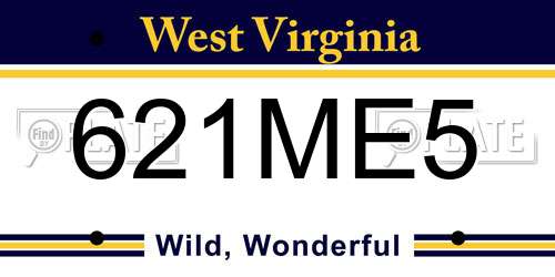 621ME5 West Virginia License Plate
