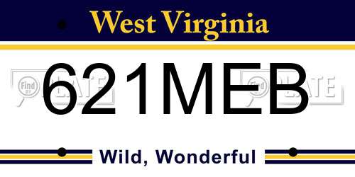 621MEB West Virginia License Plate