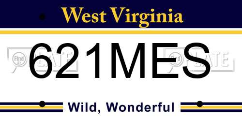 621MES West Virginia License Plate