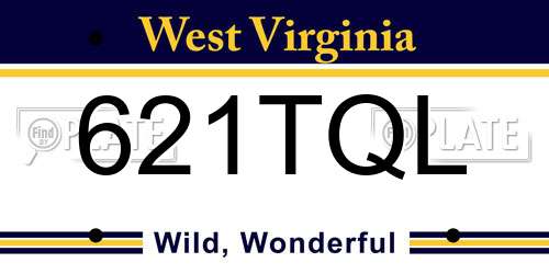 621TQL West Virginia License Plate
