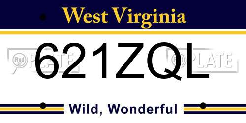 621ZQL West Virginia License Plate