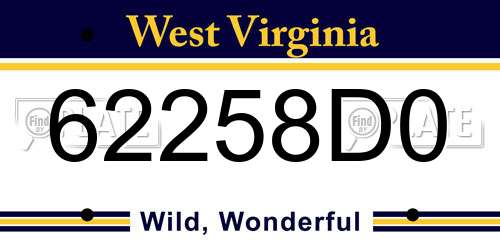 62258D0 West Virginia License Plate