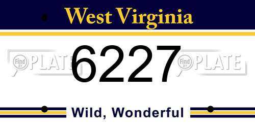6227 West Virginia License Plate