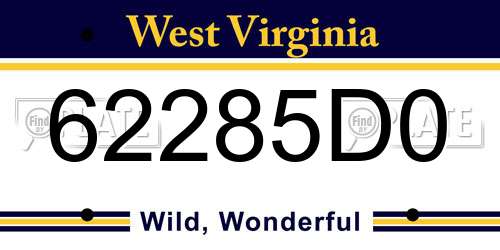 62285D0 West Virginia License Plate