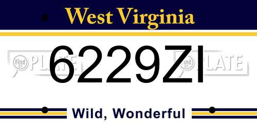 6229ZI West Virginia License Plate