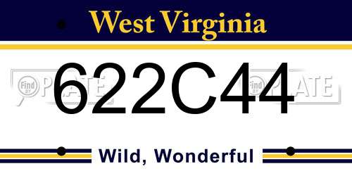 622C44 West Virginia License Plate