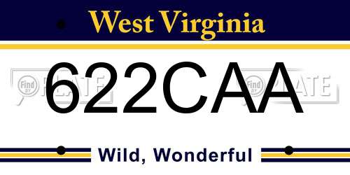 622CAA West Virginia License Plate