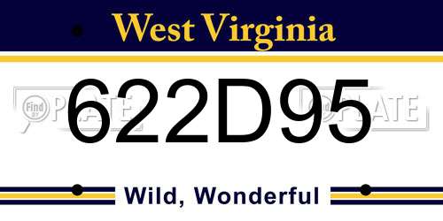 622D95 West Virginia License Plate