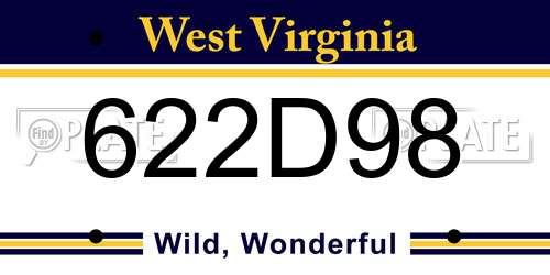622D98 West Virginia License Plate