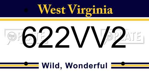 622VV2 West Virginia License Plate